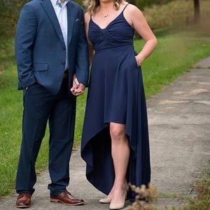 David’s Bridal High Low Navy Dress